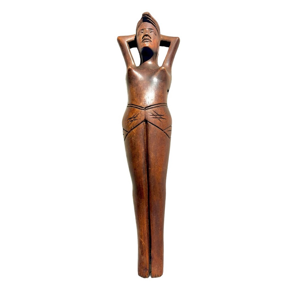 Vintage 1950’s Wood Nude Woman Nutcracker Handmade in Philippines. 13.75”